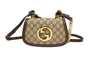 GUCCI Блонди тканевая с кожаной вставкой мини-сумка через плечо женская мессенджер