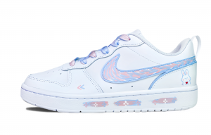 Nike Кроссовки для скейтбординга Court Borough с амортизацией, износостойкие, низкие, женские, розовые, голубые, белые