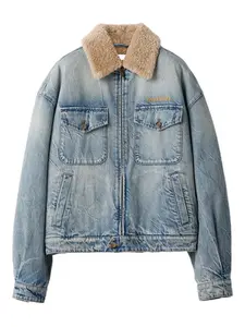Джинсовая куртка с меховым воротником MIU MIU, синий