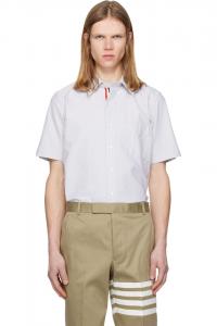 Thom Browne Серая рубашка оксфорд с коротким рукавом