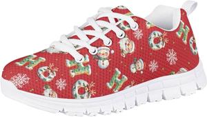 Кроссовки Forchrinse для мальчиков и девочек, с шнуровкой, для бега и ходьбы, повседневные, с плоской подошвой и противоскользящей подошвой, Santa Claus Snowman