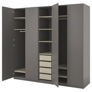 Гардероб PAX/FORSAND IKEA, 250x60x236 см, цвет dark grey grey-beige/dark grey