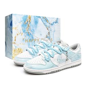 Nike Кроссовки для скейтбординга Dunk, износостойкие, легкие и дышащие, унисекс, белые, синие