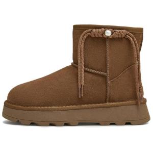 Теплые, амортизирующие, нескользящие, короткие зимние ботинки для женщин TATA, Coffee (Faux Wool Lining)