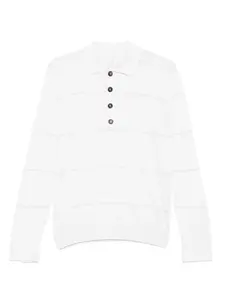 Полосатая рубашка поло с длинными рукавами Eleventy, белый