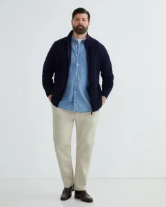 Кардиган мужской больших размеров с полуводолазным воротником на молнии, гладкий, из мериносовой шерсти Emidio Tucci, темно-синий