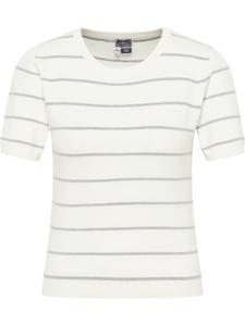 DreiMaster Женский свитер с короткими рукавами, выполненный в бело-серой меланжевой расцветке