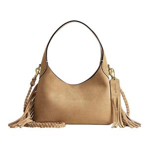 COACH Барсетка из замши Бруклин с одним плечом маленькая женская коричневая