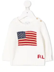 Вязаный джемпер с принтом POLO RALPH LAUREN KIDS, белый