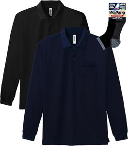 Футболка-поло с длинными рукавами и карманом Glimmer 00335-ALP Dry 4.4 унции, темно-синий/черный