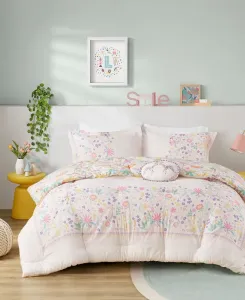 Комплект постельного белья Intelligent Design Lulu Floral Reversible из 3 предметов, размер Twin, фиолетовый