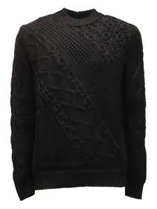 Свитер с круглым вырезом, связанный косами Paolo Pecora, черный