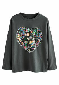 Топ Next SEQUIN, Charcoal Grey Heart/Grey