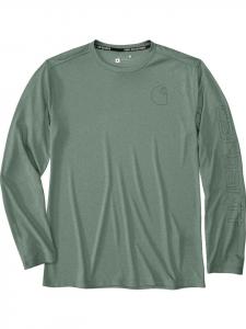 CARHARTT Футболка с длинными рукавами "Force Sun Defender Relaxed Longsleeve Logo T-Shirt" зеленого цвета