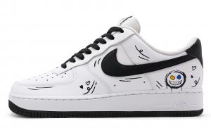 Nike Кроссовки Air Force 1 Masks Ghost с амортизацией, легкие, нескользящие, низкие, для скейтбординга, мужские, черный с белым