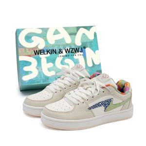 Скользостойкие износостойкие низкие скейтерские кеды унисекс WELKIN&WZWJ, Paisley