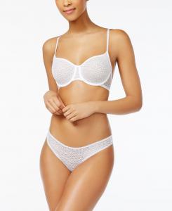 Прозрачный бюстгальтер и стринги из современного кружева DKNY