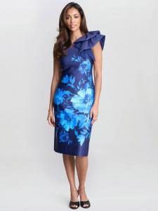 Платье Venus Floral с одним плечом Gina Bacconi, New Blue