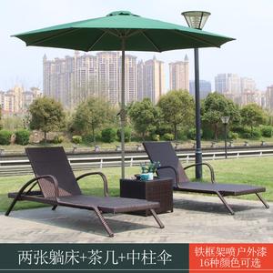 Yu Senyi Кресло из ротанга для бассейна, два шезлонга + столик + зонт