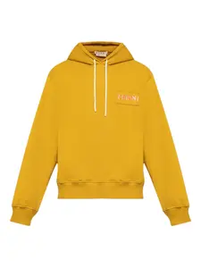 Хлопковая толстовка с капюшоном и нашивкой-логотипом Marni, желтый