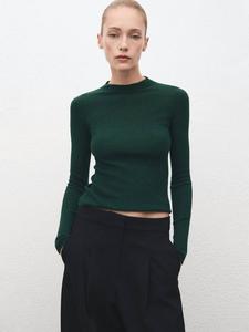 Агустина ребристый вязаный свитер Mango, Dark Green