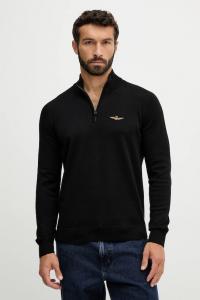 Хлопковый свитер Aeronautica Militare, черный