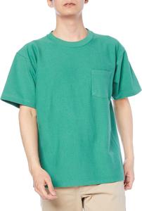 Мужская футболка Champion C3-P318 с коротким рукавом, 100% хлопок, 257 г, классическая футболка с коротким рукавом, футболка с карманом и обратным плетением (R), темно-зеленый цвет