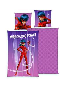 Комплект постельного белья из двух предметов, двусторонний, из перкаля, 135x200 см, Miraculous Power, фиолетовый JACK, 135x200 см