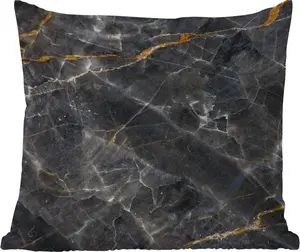 Подушка для улицы - Мрамор - Лимон - Узор - 60x60 см - Устойчива к атмосферным воздействиям - Подушка для отдыха - Декоративная подушка - Подушка для сна MuchoWow