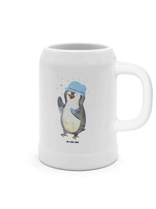 Пивная кружка с пингвином, принимающим душ без слов в белом цвете Mr. & Mrs. Panda