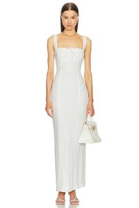Платье-Колонна с вырезом-лозой Helsa, белый