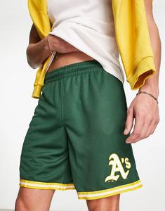 Сетчатые шорты MLB Oakland Athletics зеленого цвета с контрастной отделкой 47 Brand