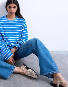 Джерси Topshop с длинными рукавами и круглым вырезом в синюю полоску
