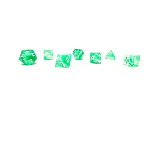 Зеленый ледник с белым (7), Dice - 7 Piece Poly Sets - Glacier/Translucent (Easy Roller Dice)
