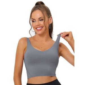 Женский удлиненный спортивный бюстгальтер для йоги с мягкой подкладкой и средней поддержкой для тренировок и фитнеса ALLEGRA K, цвет Light Gray