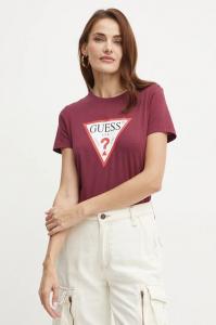 Футболка Guess из хлопка, гранатовый