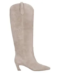 Женские ковбойские сапоги из натуральной замши с высоким голенищем. Estro, бежевый