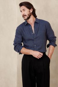 Льняная рубашка Castello Banana Republic, синий