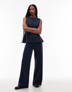 Брюки широкого кроя ASOS DESIGN Supersoft с декоративными швами, темно-синего цвета - NAVY