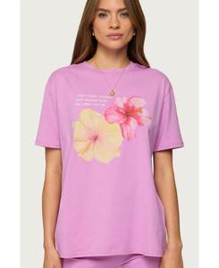 Женская футболка с графическим изображением цветка гибискуса Edikted, Pink