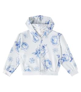 Толстовка с капюшоном из хлопковой смеси с принтом Monnalisa, Nuvola+Blunavy