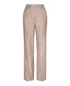 Шелковые брюки с монограммой, бежевого цвета. Malina, бежевый