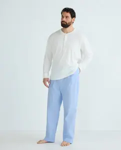 Мужские длинные клетчатые пижамные брюки Emidio Tucci, светло-голубой