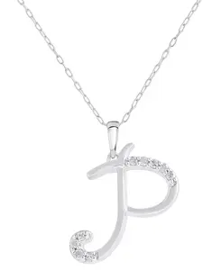 Ожерелье с кулоном в виде инициала с бриллиантами 18 дюймов (1/10 карата) из стерлингового серебра Macy'S, p