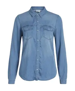Синяя джинсовая рубашка на пуговицах Vila, синий