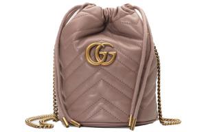 Сумка-ведро GG Marmont из стёганой кожи через плечо на пояс Women's Nude Pink GUCCI