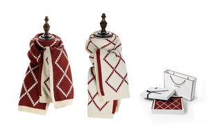 Вязаный шарф VINEY для женщин, красный и бежевый