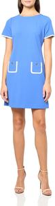 Женское мини-платье-футляр Tommy Hilfiger с короткими рукавами, высоким воротом и контрастной отделкой, Amparo Blue/Ivory