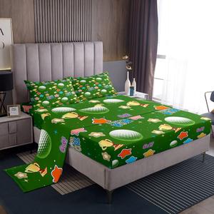 Erosebridal Детский комплект постельного белья Golf с зеленым полем и спортивным принтом, Green