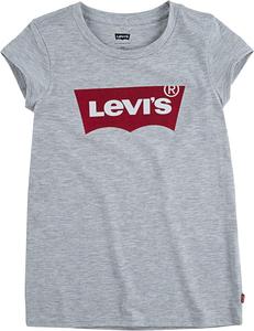 Классическая футболка Levi's для девочек с крыльями летучей мыши, Light Grey Heather/Red